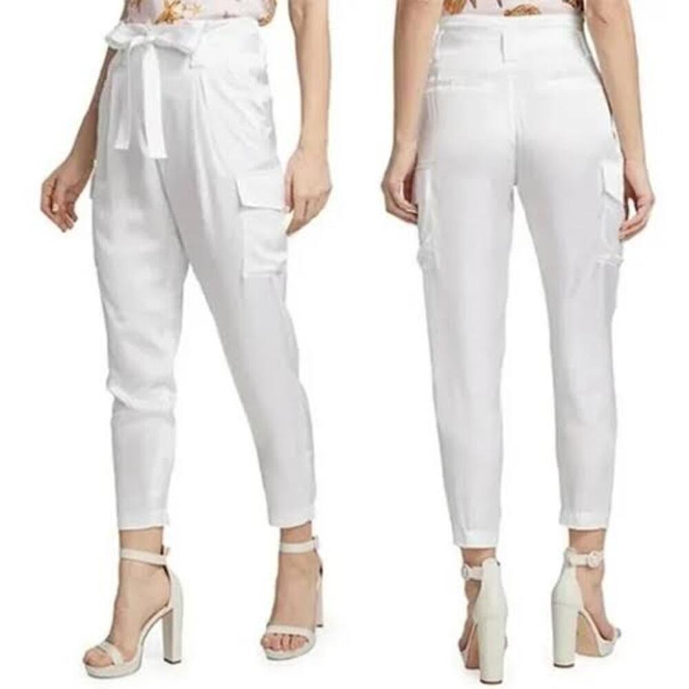 L'Agence Satin Roxy Paperbag Cargo Pants Going Out Summer White Womens 10
